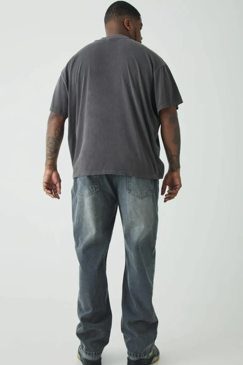 Hot boohooMAN Plus Straight Rigid Jeans mid grey