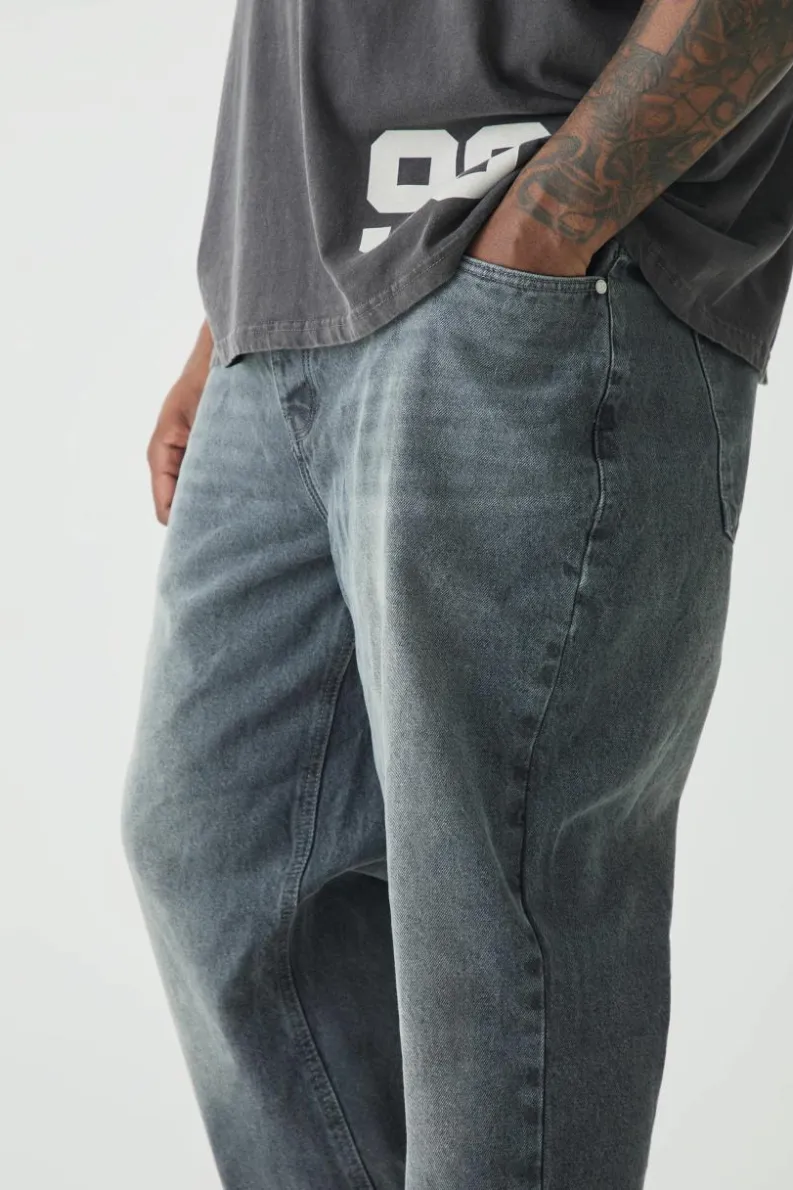 Hot boohooMAN Plus Straight Rigid Jeans mid grey