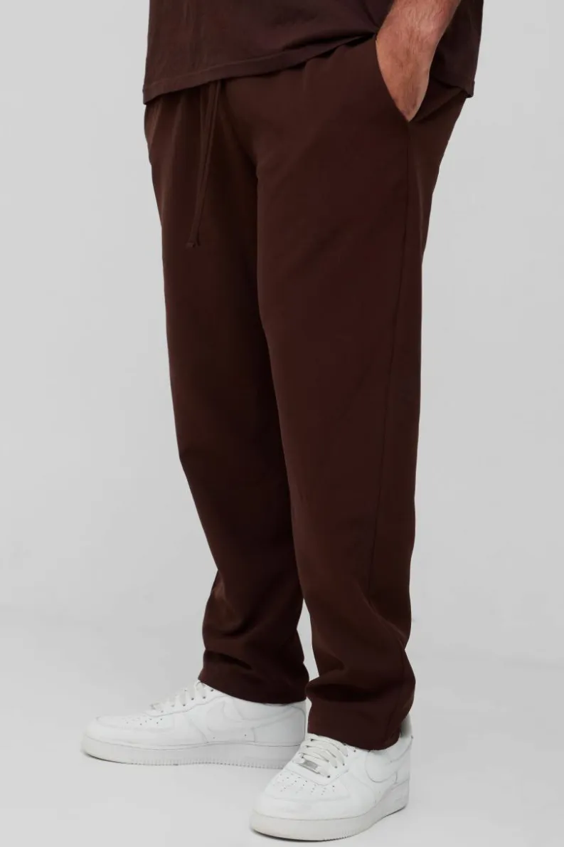 New boohooMAN Plus Stretch Woven Tapered Trousers chocolate