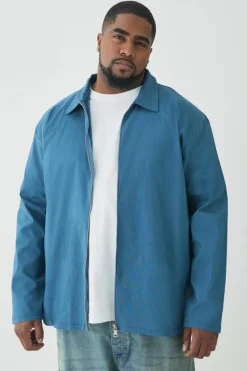 Best boohooMAN Plus Stretch Zip Through Shirt in slate
