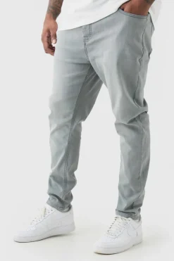 Cheap boohooMAN Plus Super Skinny Stretch Jeans mid grey