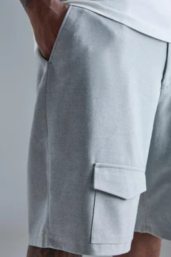 Hot boohooMAN Plus Tailored Drop Cargo Shorts grey