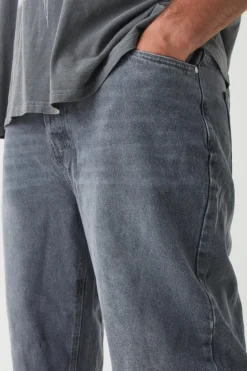 Best boohooMAN Plus Tapered Rigid Jeans mid grey