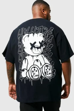 Best Sale boohooMAN Plus Teddy Back Print T-shirt black