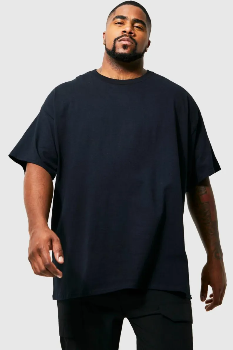 Best Sale boohooMAN Plus Teddy Back Print T-shirt black