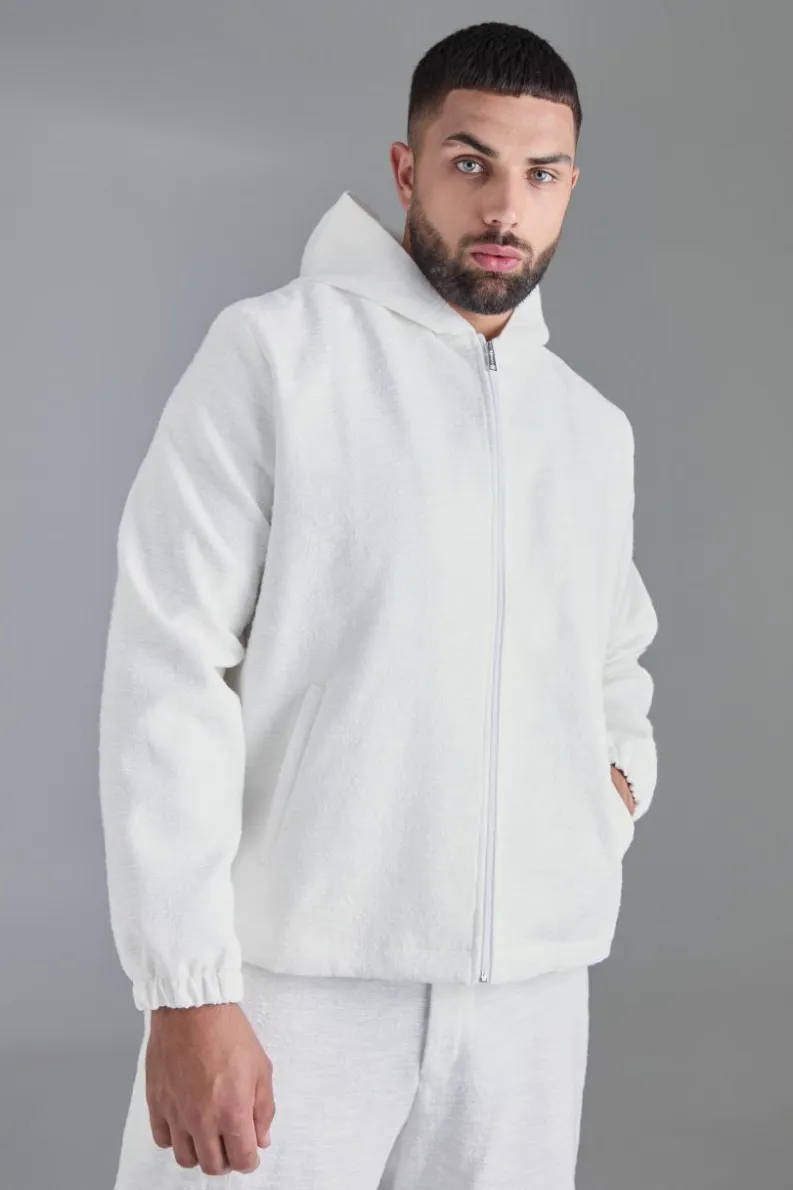 Sale boohoo Plus Textured Jacquard Smart Jacket and Short Set white