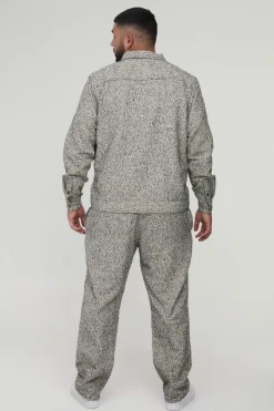 Hot boohooMAN Plus Textured Straight Fit Trousers natural