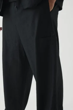 Shop boohooMAN Plus Textured Tailored Trousers black
