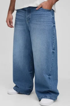 Best boohooMAN Plus Twist Seam Balloon Fit Jeans light wash