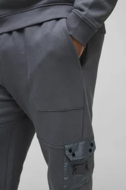 Best Sale boohooMAN Plus Utility Pocket Jersey Jogger grey