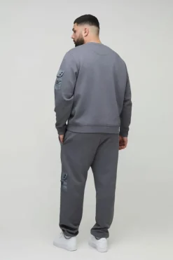 New boohooMAN Plus Utility Pocket Jersey Sweatshirt grey