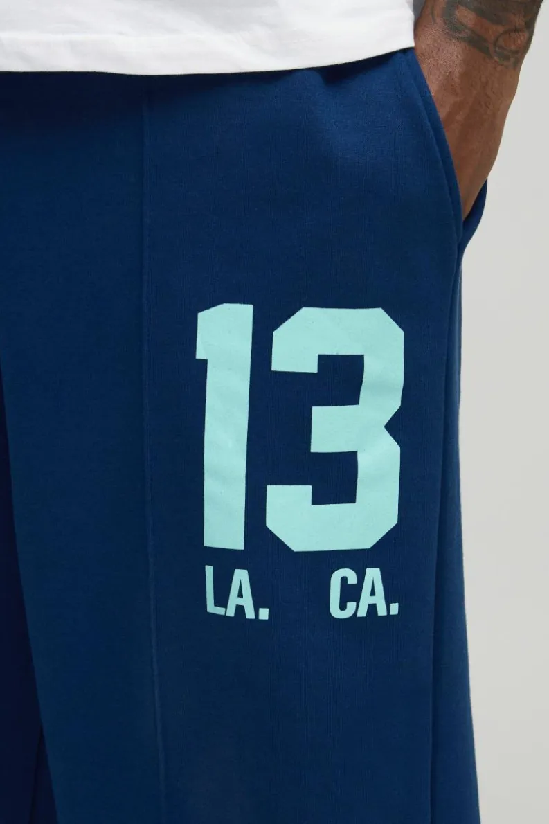 Discount boohooMAN Plus 13 Varsity Oversized Joggers blue