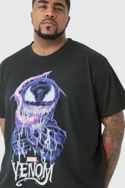 Hot boohooMAN Plus Venom Graphic License T-shirt black