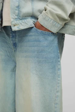 Fashion boohooMAN Plus Washed Baggy Fit Jeans stonewash