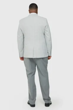 Fashion boohoo Plus Window Pane Check Skinny Fit Suit in light grey