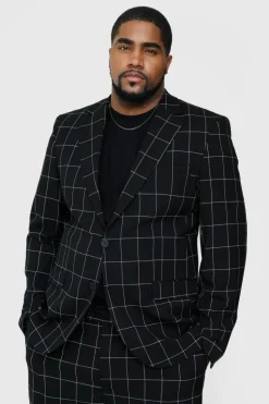 Fashion boohooMAN Plus Window Pane Check Skinny Fit Blazer black
