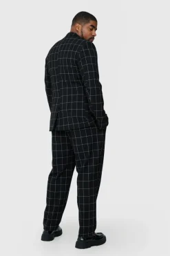 Fashion boohooMAN Plus Window Pane Check Skinny Fit Blazer black