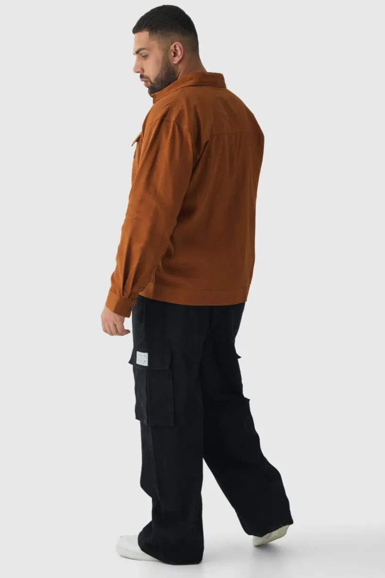 Best Sale boohooMAN Plus Worker Overshirt in tan