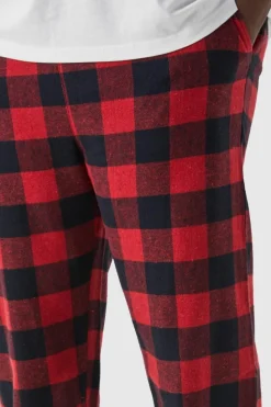 Clearance boohooMAN Plus Woven Check Loungewear Pants red