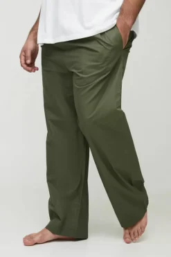 Outlet boohooMAN Plus Woven Tab Lounge Joggers in khaki