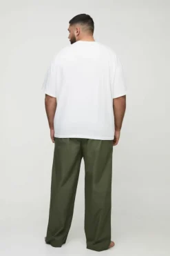 Outlet boohooMAN Plus Woven Tab Lounge Joggers in khaki