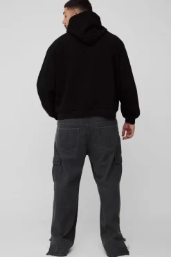 Cheap boohooMAN Plus Zip Hem Straight Fit Cargo Jeans mid grey