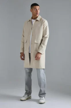 Online boohooMAN Pocket Detail Mid Length Mac sand