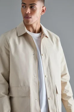 Online boohooMAN Pocket Detail Mid Length Mac sand