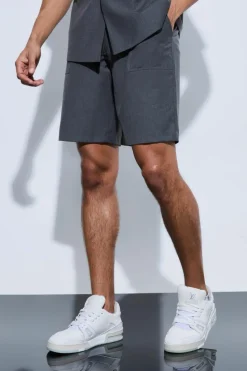 New boohooMAN Pocket Detail Tailored Shorts grey