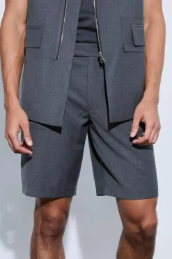 New boohooMAN Pocket Detail Tailored Shorts grey