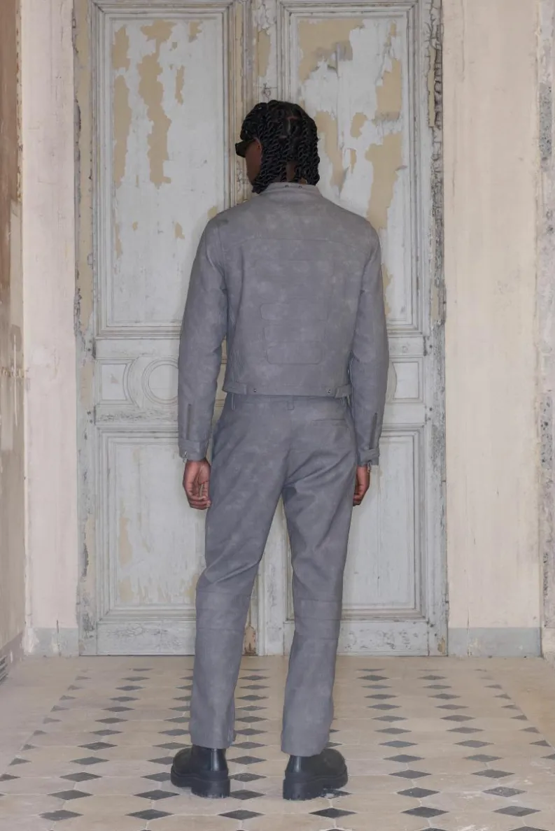 Shop boohooMAN Premium Faux Leather Biker Jacket In grey