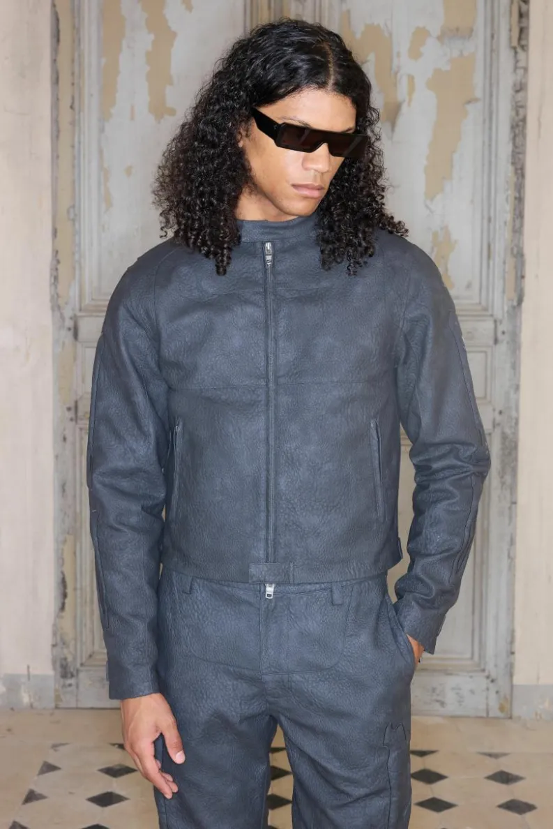 Best boohooMAN Premium Faux Leather Biker Jacket In black