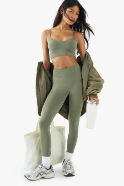 Sale boohoo Premium sculpt active set khaki