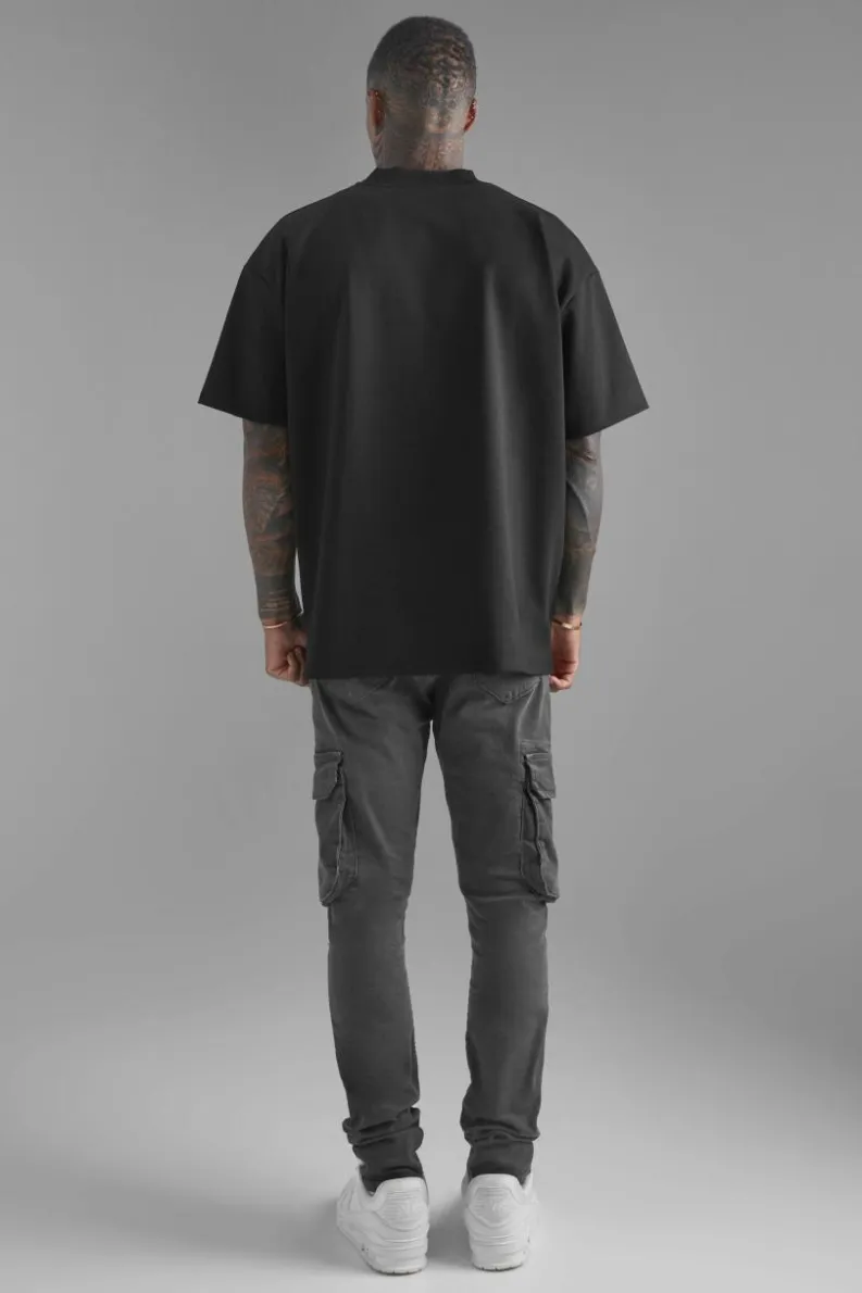 Store boohooMAN Premium Super Heavyweight Oversized T-shirt black