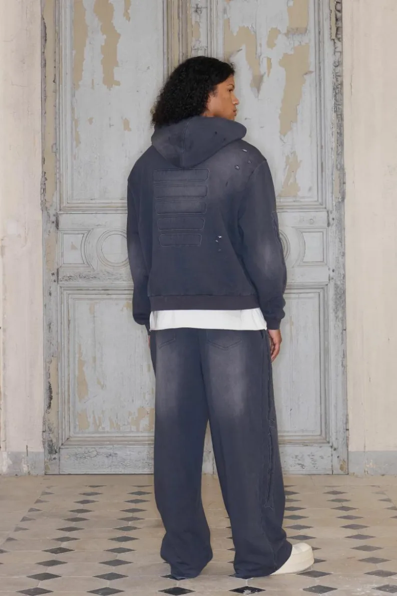 Clearance boohooMAN Premium Wide Leg Applique Washed Joggers In grey