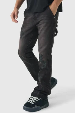 Flash Sale boohooMAN PU Applique Gusset Flared Jeans brown