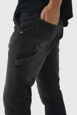 Flash Sale boohooMAN PU Applique Gusset Flared Jeans brown