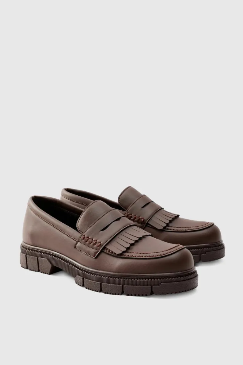 Best boohooMAN Pu Chunky Sole Tassel Loafer In brown