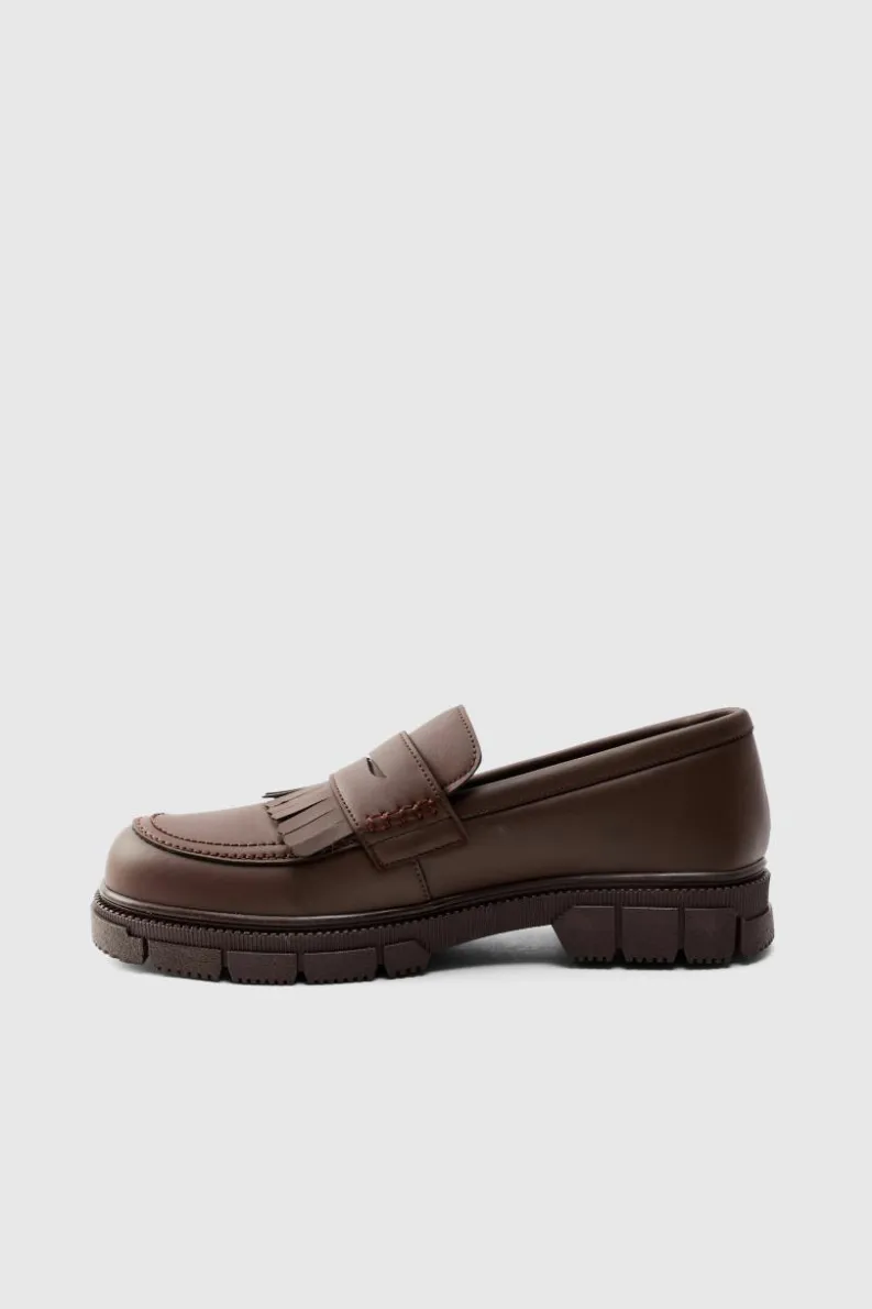 Best boohooMAN Pu Chunky Sole Tassel Loafer In brown