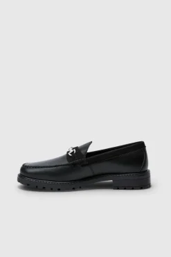 Online boohooMAN PU Loafer With Contrast Faux Suede Panel In black