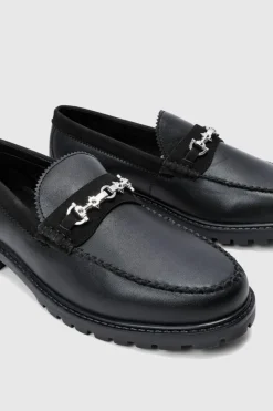 Online boohooMAN PU Loafer With Contrast Faux Suede Panel In black