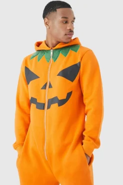 Clearance boohooMAN Pumpkin Onesie orange
