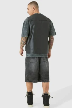 Hot boohooMAN Pu Utility Vest black