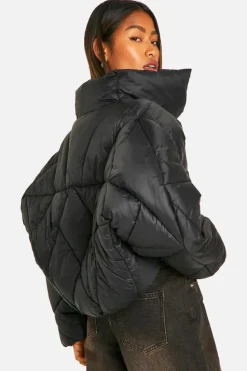 Flash Sale boohoo Quilted Boxy Puffer Jacket black