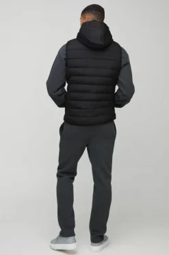 Fashion boohooMAN Quilted Gilet With Hood black