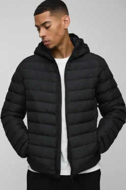 Flash Sale boohooMAN Quilted Zip Through Hooded Jacket In black