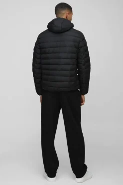 Flash Sale boohooMAN Quilted Zip Through Hooded Jacket In black