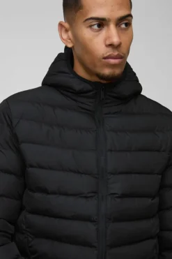 Flash Sale boohooMAN Quilted Zip Through Hooded Jacket In black