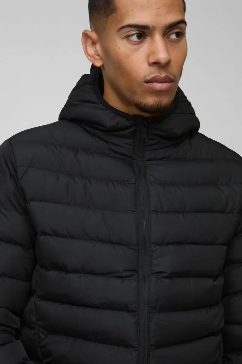 Flash Sale boohooMAN Quilted Zip Through Hooded Jacket In black