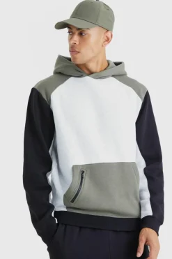 Best Sale boohooMAN Raglan Colour Block Hooded Tracksuit khaki